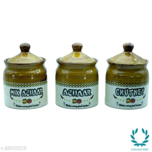 300ml Ceramic Pickle Jars With Lid Set Of 3 - Jars